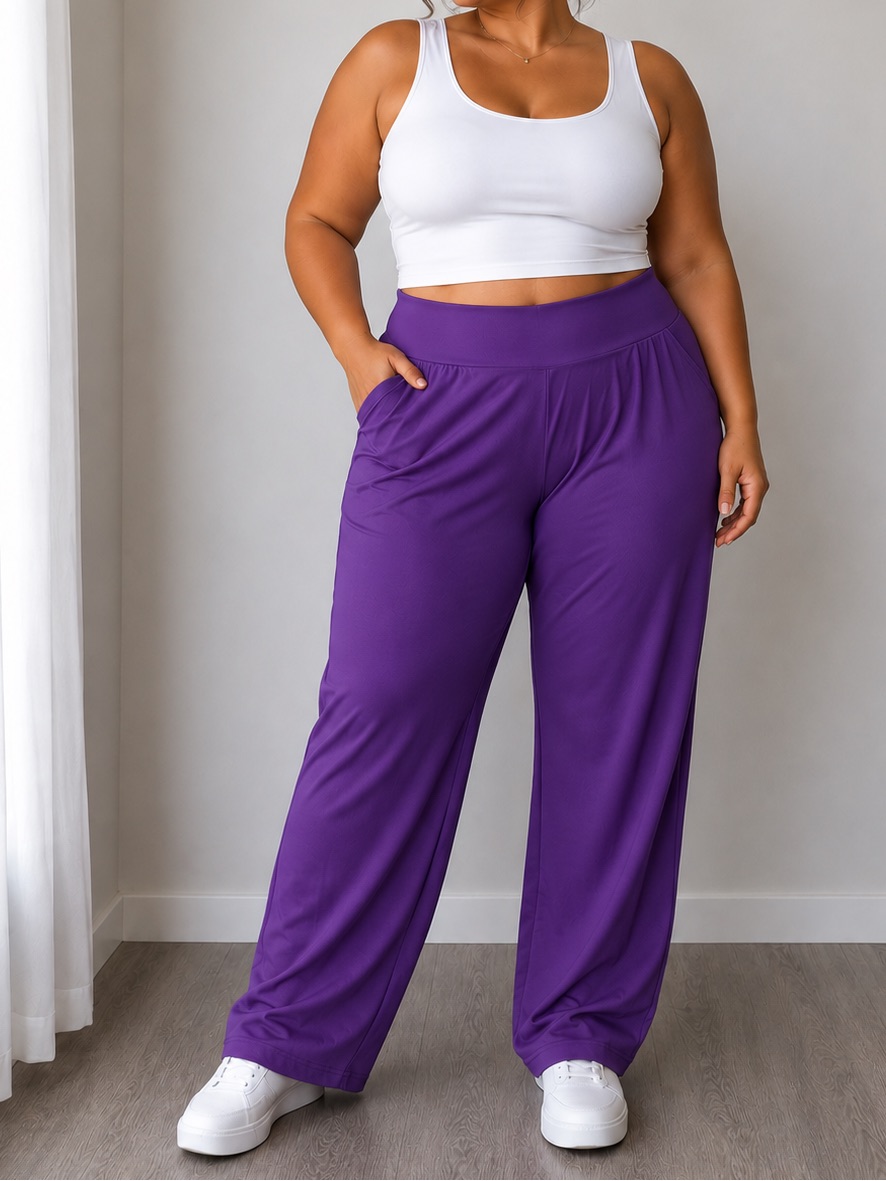 Purple Wide Leg Bottoms